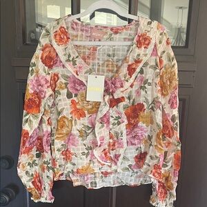 Show Me Your MuMu Floral Blouse - Pink, Orange, Red